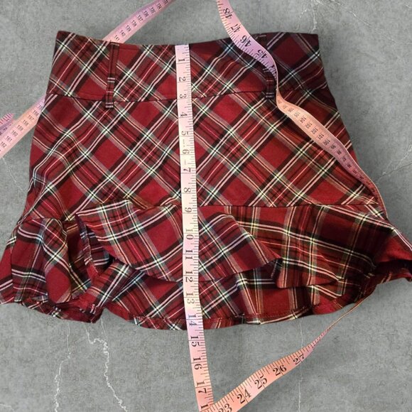 TRACY EVANS Plaid & Ruffled Mini Skirt sz small - Picture 2 of 9